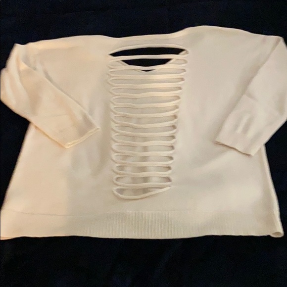 Express Women's White Sweater with Slash Back - Picture 3 of 4